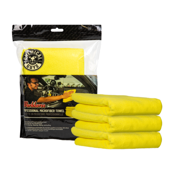 Chemical Guys Workhorse Professional Grade Microfiber Towel 16" x 16" Yellow
