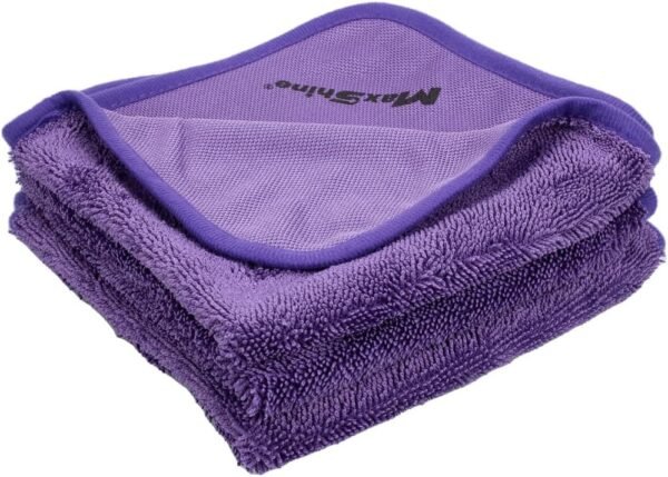 Max Shine Purple Twisted Loop Drying Towel 16" x 16" - 3 Unidades - Imagen 2