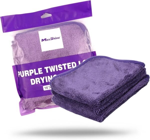 Max Shine Purple Twisted Loop Drying Towel 16" x 16" - 3 Unidades - Imagen 4